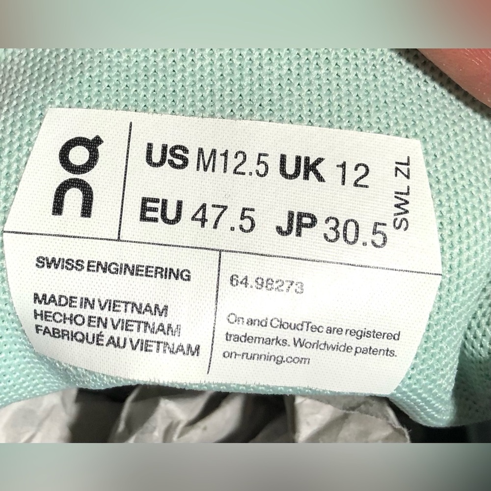 On Running Men's White, Green & Blue Athletic Shoes - Picture 10 of 11
